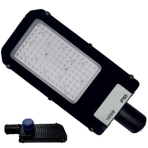 Luminária LED Pública 100W Preta SMD com Sensor Fotocélula