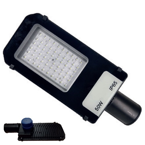 Luminária LED Pública 50W Preta SMD com Sensor Fotocélula